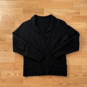 Quince Black 100% Cashmere Collared Polo Sweater. Small. *Missing Quince Tag.
